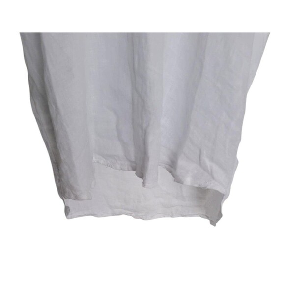 Rosemarine Linen Blouse Roll Tab Sleeve Hi-Low Hem Italy - Picture 7 of 16